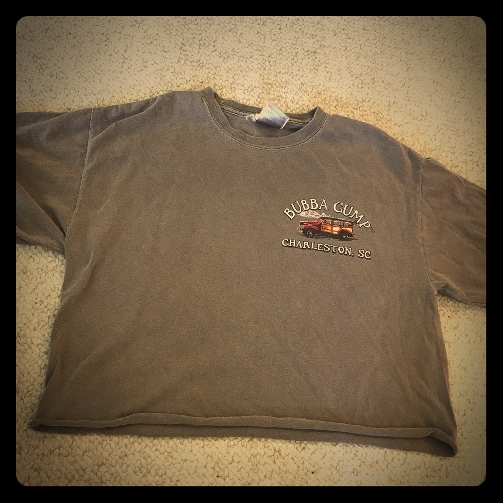 Tan Unisex Medium Bubba Gump Shrimp crop tee